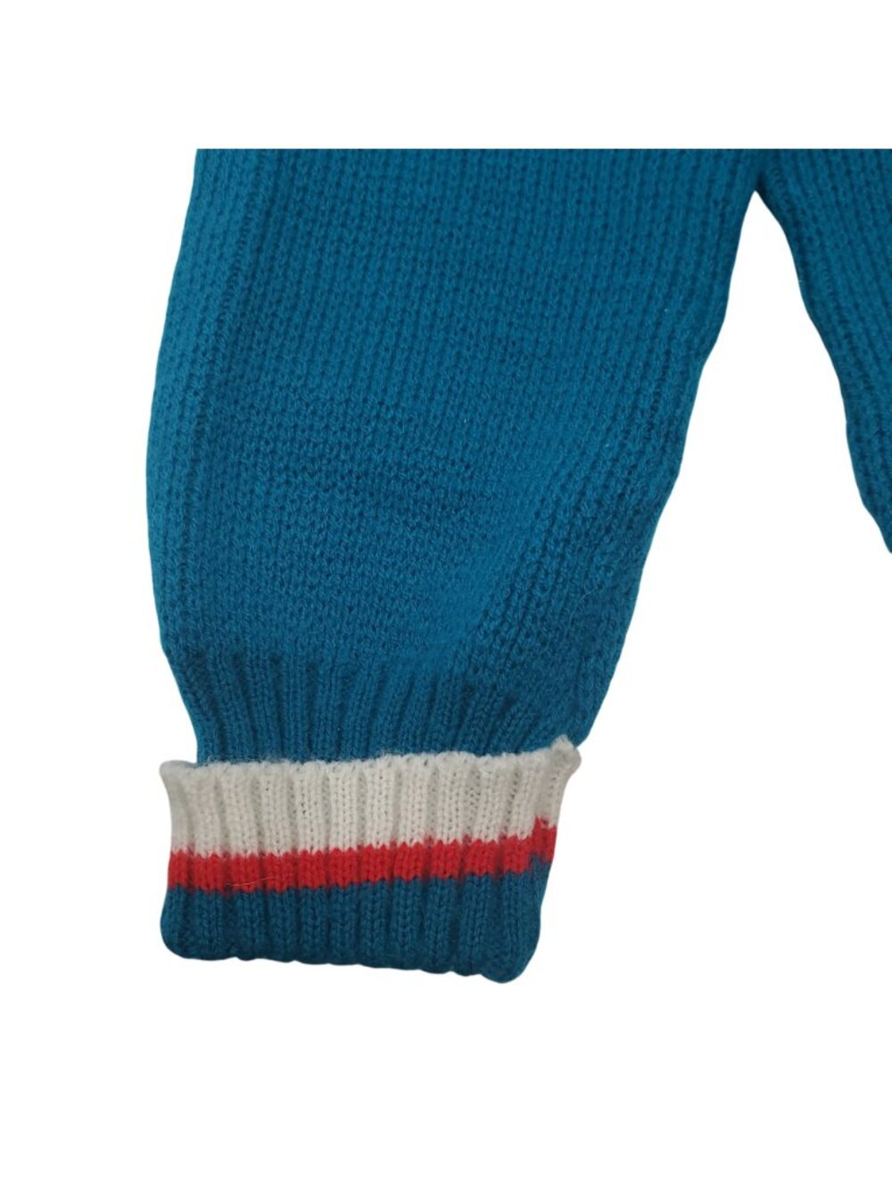 Vintage Toddler Baby Teal Knit Football Knit Sweater Pants Beanie Hat 70s Retro - Picture 7 of 15